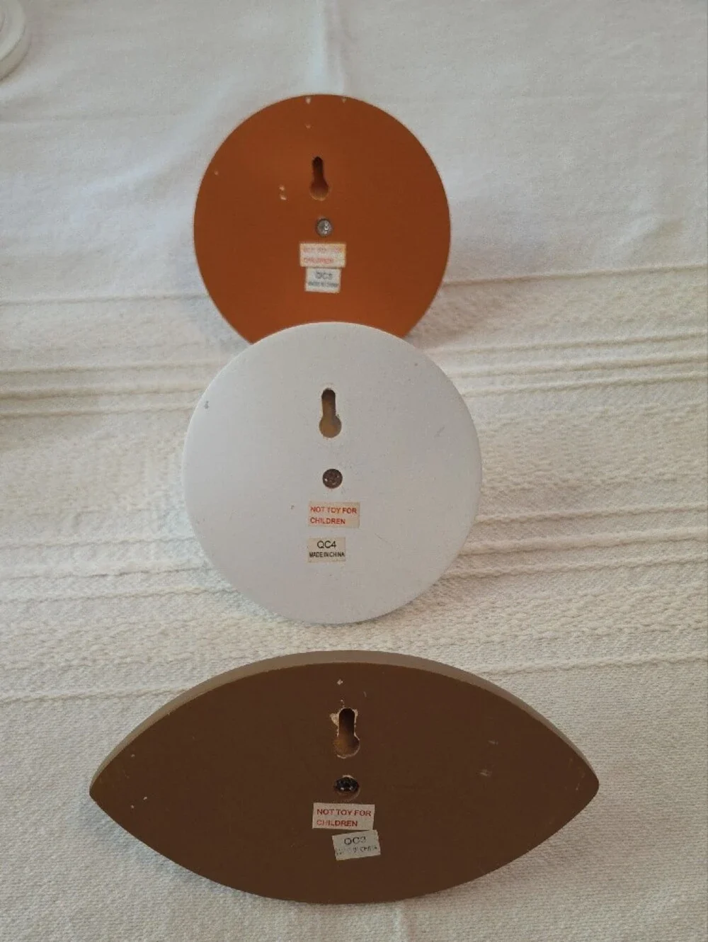 Vintage Decorative Wood Wall Hook Set - White, Brown & Tan